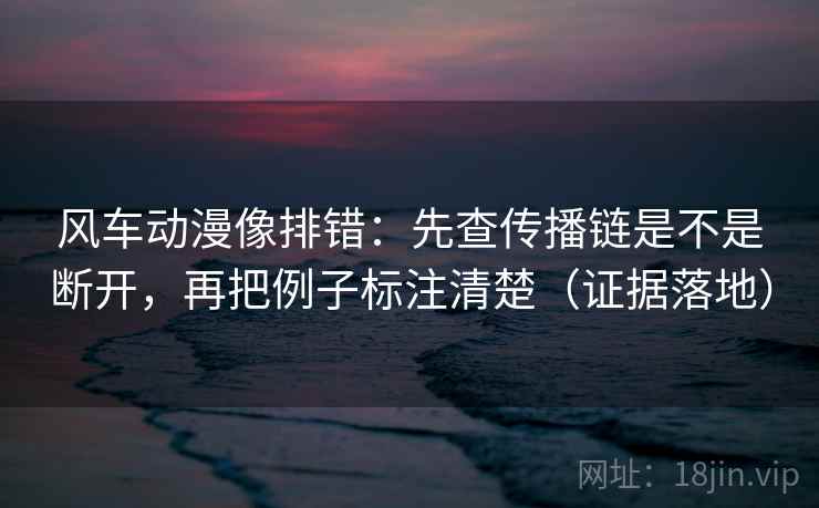 风车动漫像排错：先查传播链是不是断开，再把例子标注清楚（证据落地）